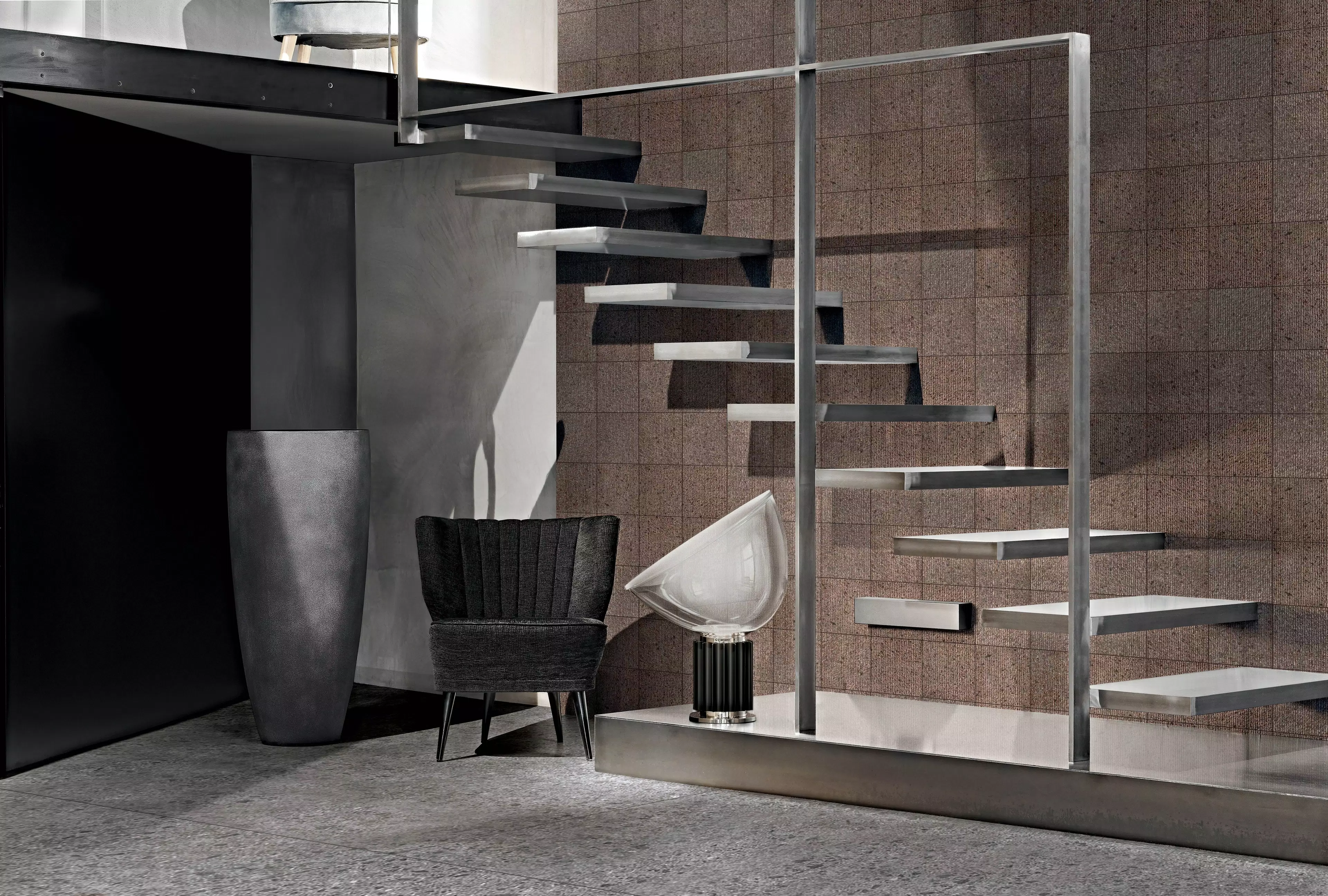 C2_Rigatino mattone 20x20_Bugnato mattone 10x40_Etna grey 160x320 copia | Florim