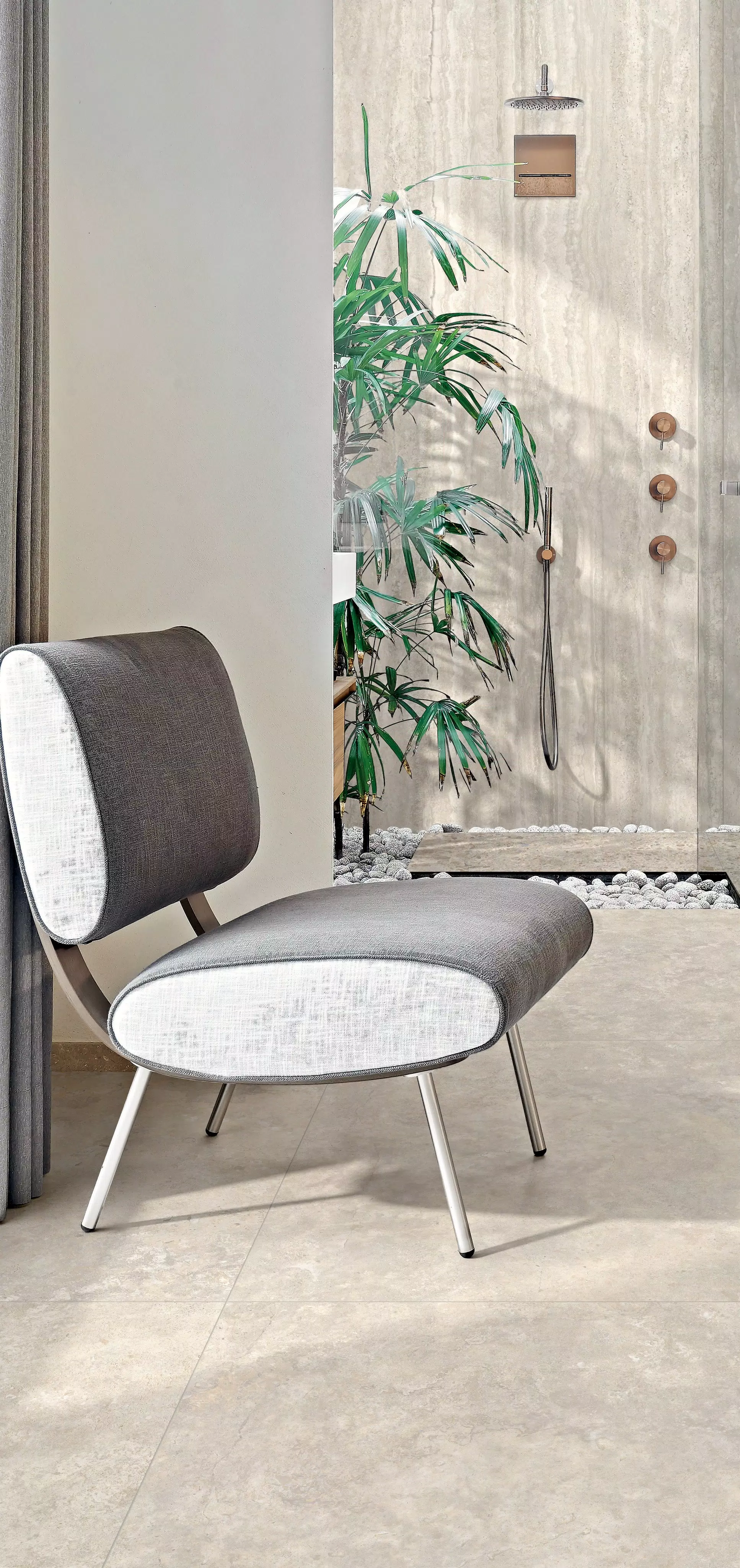 Trav3rse-Life_C1_BONE CROSS 120X120_WARM WHITE CLAST 60X120_BONE VEIN 120X280 | Florim