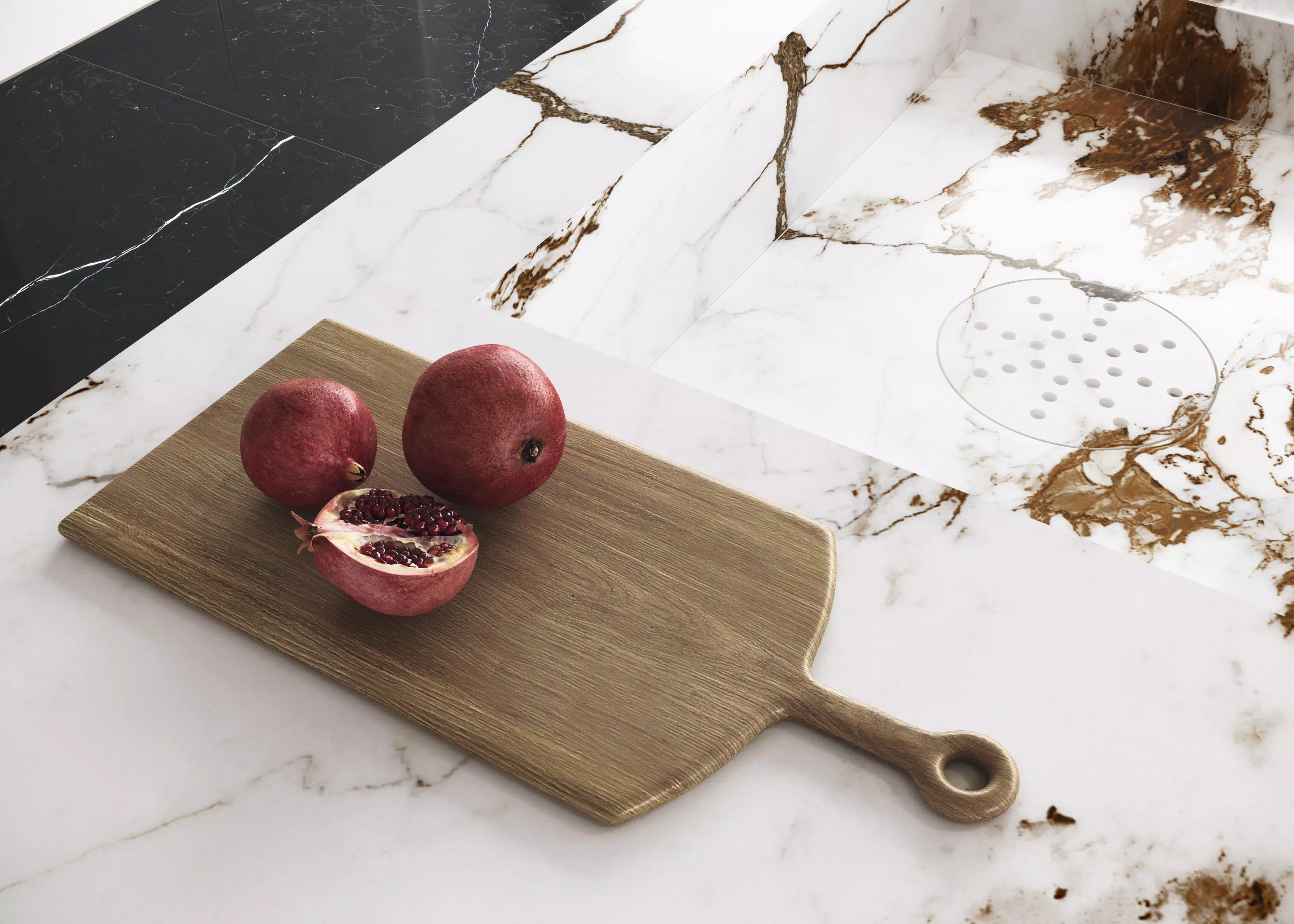 CASA_5_CUCINA_DETTAGLIO_2_Marquinia_120X120_Marble_Capraia_Color_White | Florim