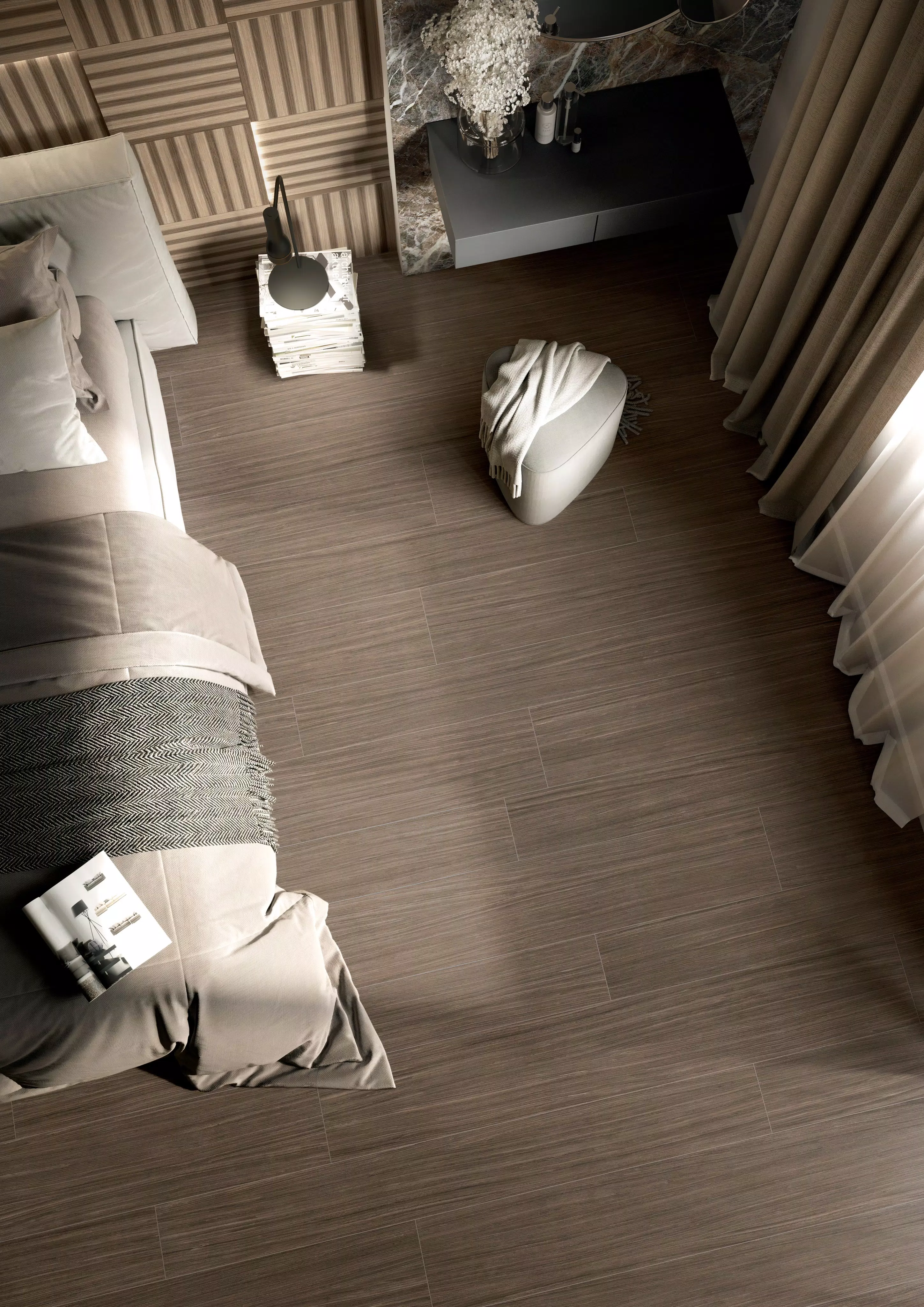 Nature mood - Servizio B1 Dettaglio mosaico stripes mix2 40x40 mountain peak 120x280 plank 26,5x180 20x180 | Florim