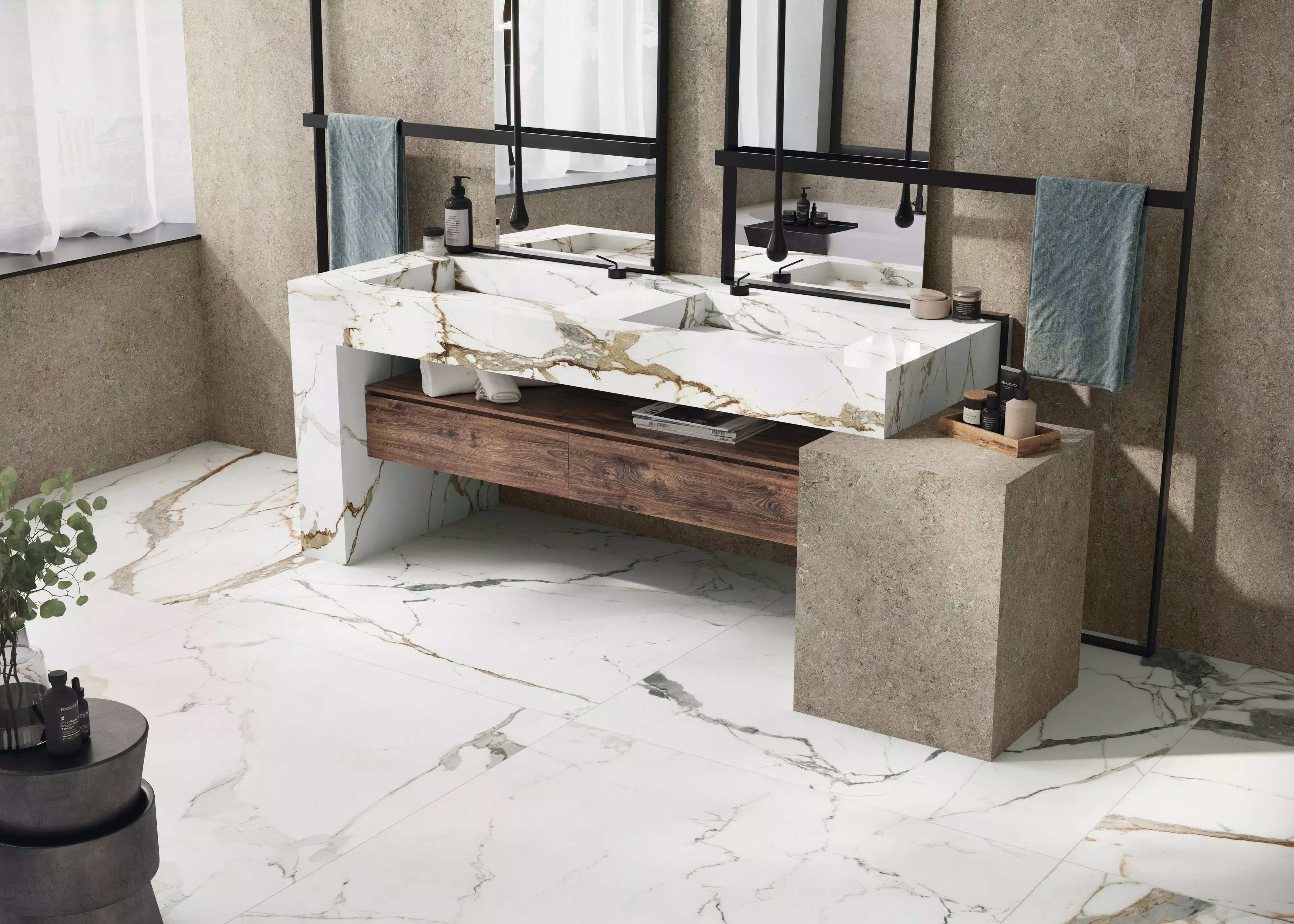 CASA_2_BAGNO_ORIZZONTALE_eternal_gold_120x120_fossil_ivory | Florim