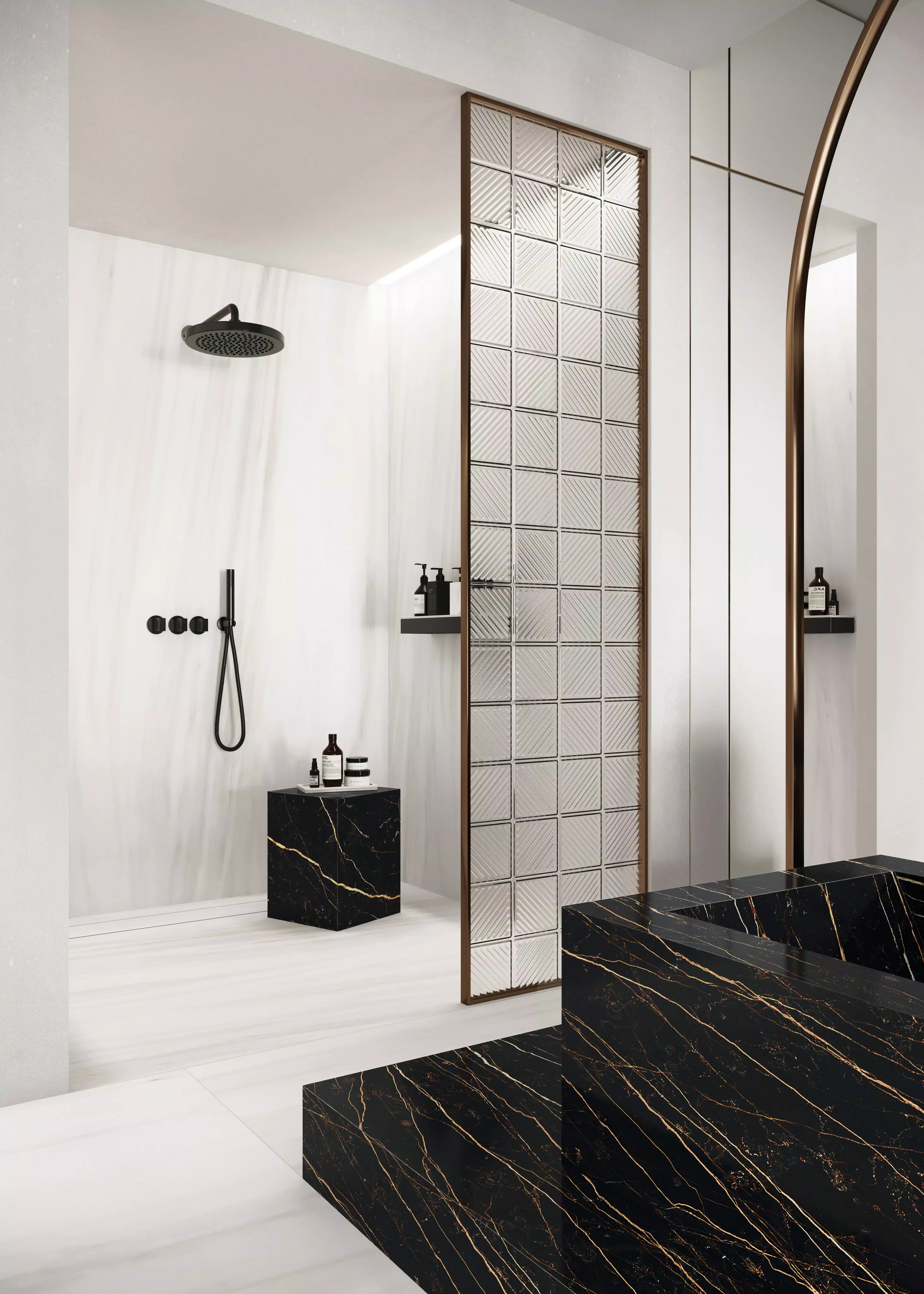 CASA_5_BAGNO_DETTAGLIO_DOCCIA_bianco_lasa_120x120_marble_laurent_color_white_bianco_lasa | Florim
