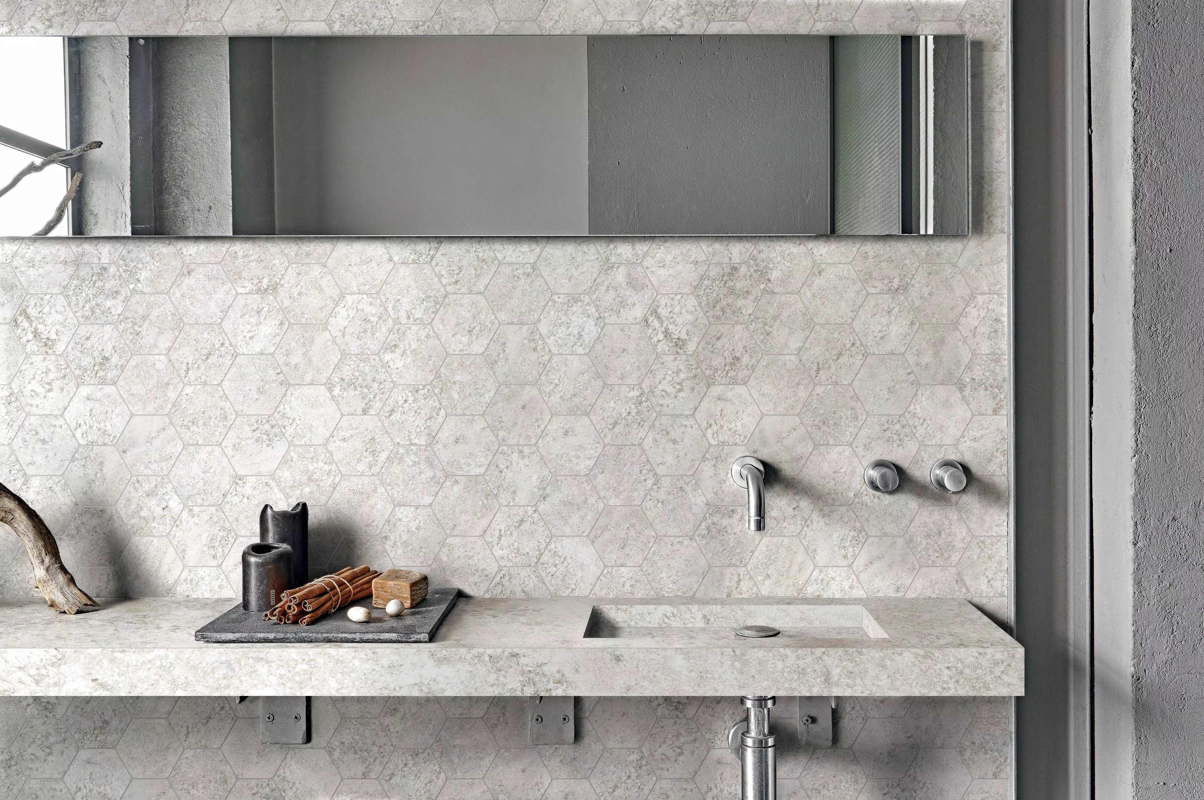 Plimatech - D2_plimawhite_02_120x280_decoro esagono white_02 | Florim