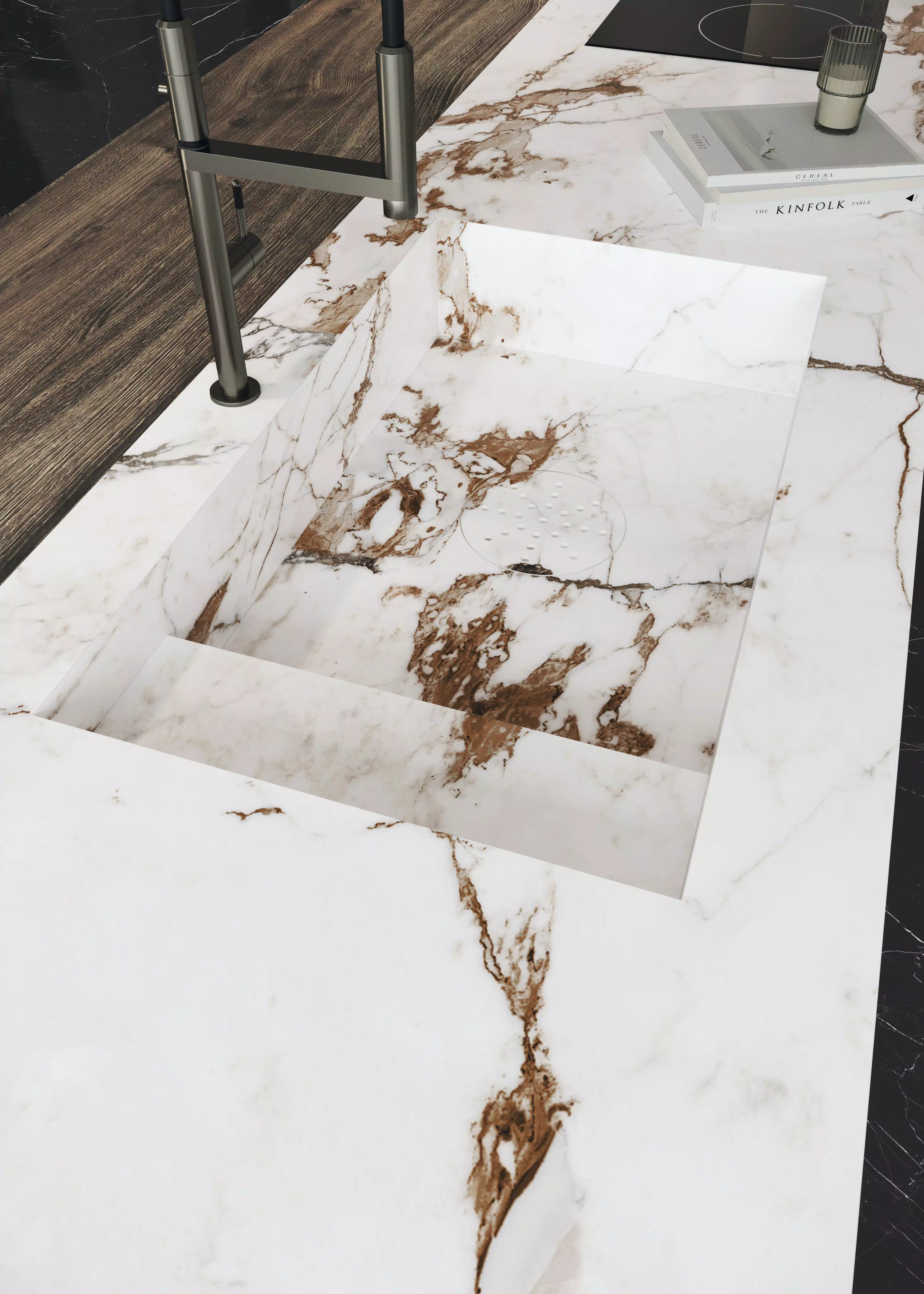CASA_5_CUCINA_DETTAGLIO_1_Marquinia_120X120_Marble_Capraia | Florim