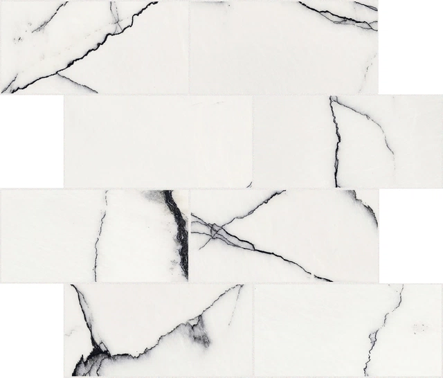 B&W_Marble Breach Modulo Muretto Sfalsato_7,5X15-30X30 High-Glossy 767460 | Florim