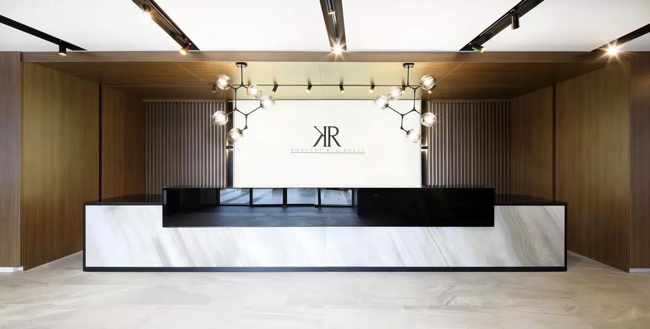 orcelain tiles were used as flooring and as covering for the hotel